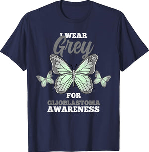 I Wear Grey For Glioblastoma GBM Awareness T-Shirt - T-Shirt | Navy