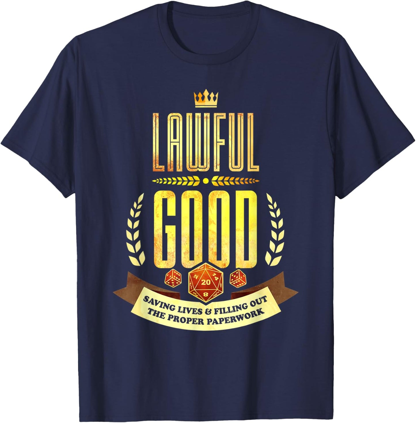 Lawful Good D20 Dice RPG Alignment T-Shirt - T-Shirt | Navy