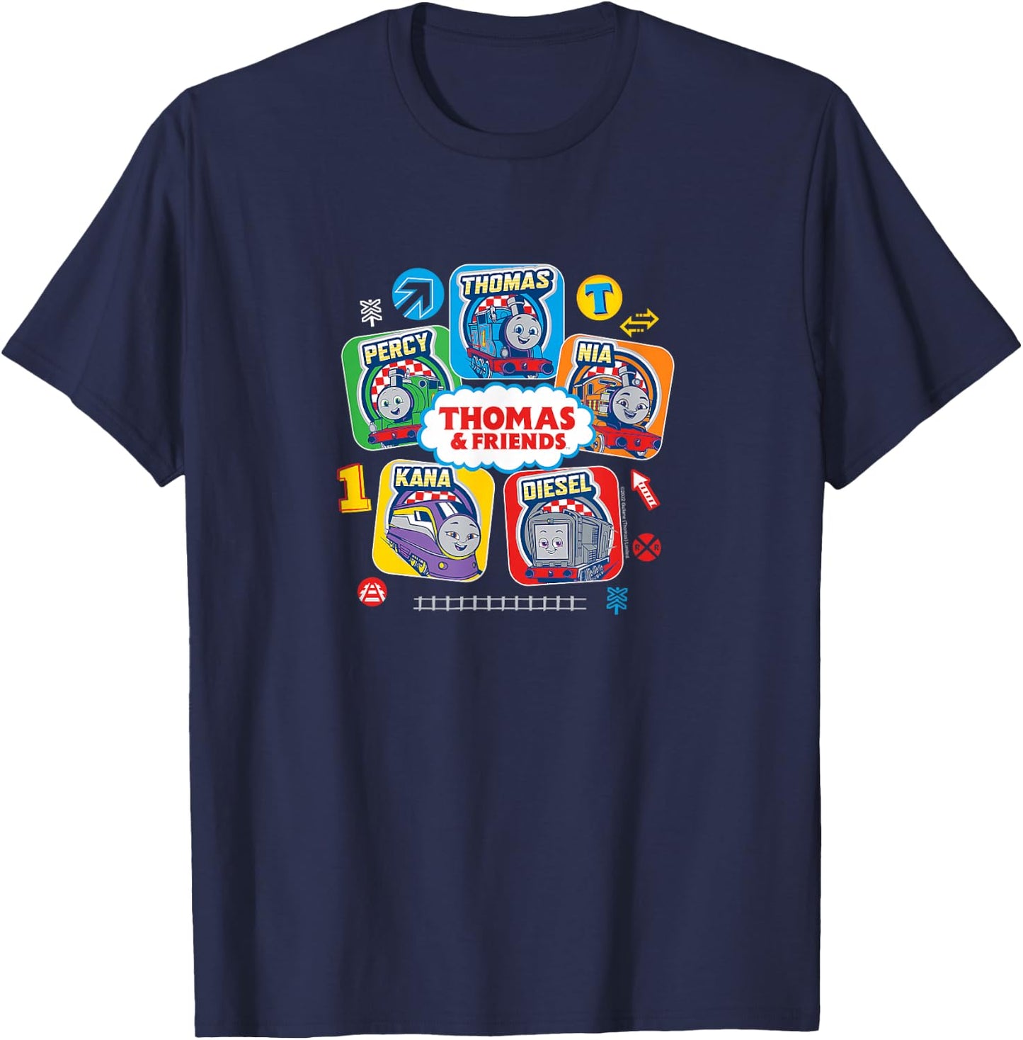 Thomas & Friends - Thomas & Friends Grid Small T-Shirt - T-Shirt | Navy