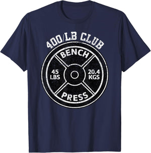 400 Lbs Pound Bench Press Club Gym Weightlifting Powerlift T-Shirt - T-Shirt | Navy