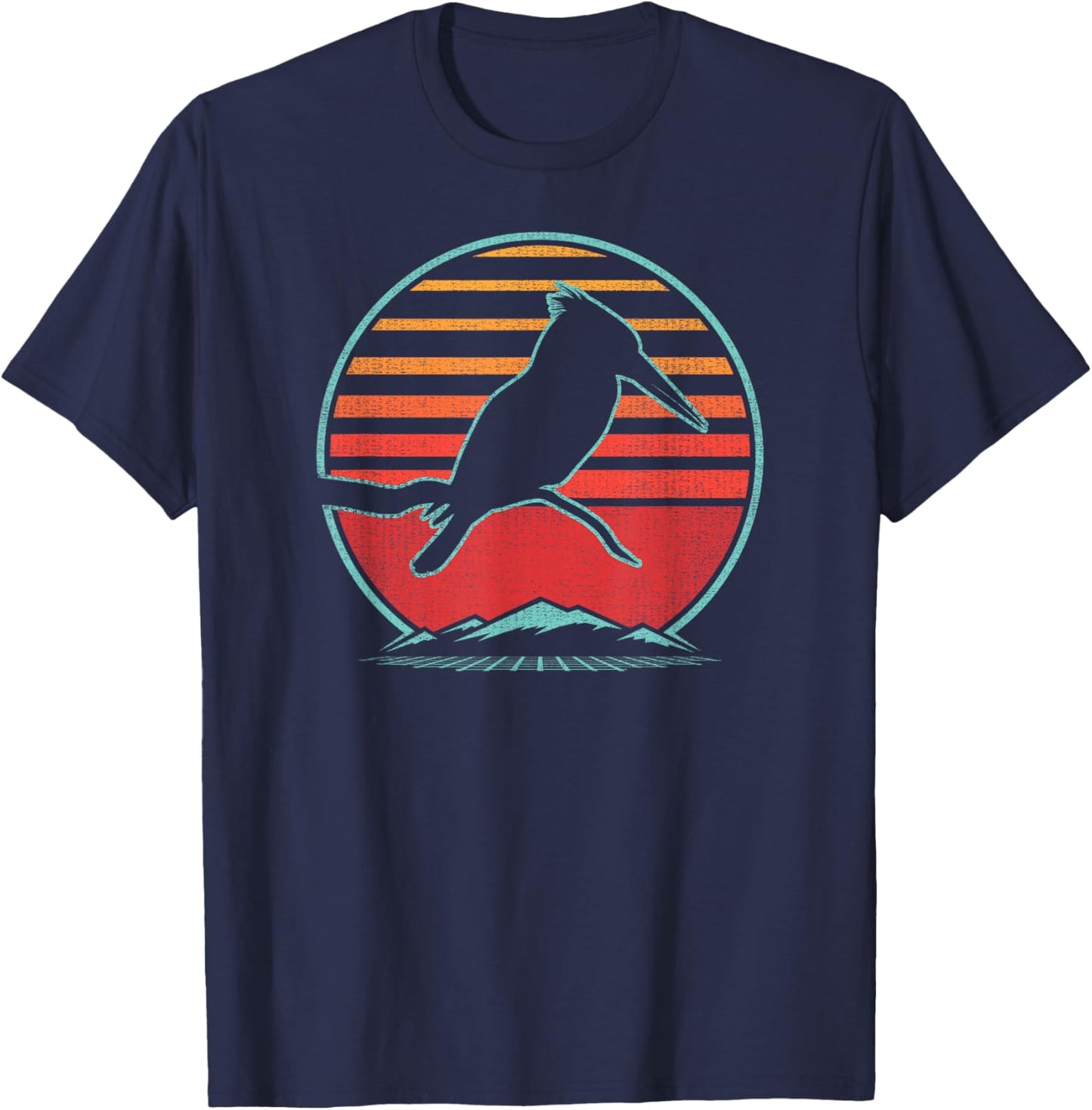 Kingfisher Bird Retro Vintage 80s Style Birding Gift T-Shirt - T-Shirt | Navy