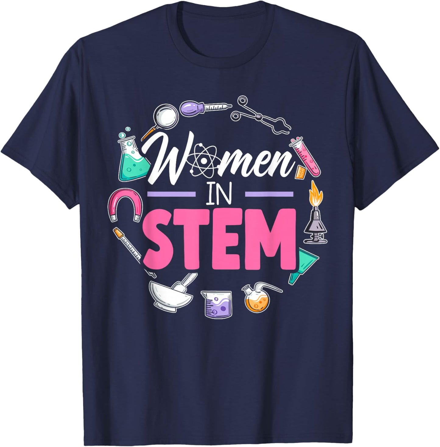 Women In STEM Steminist Engineering Biologist Science T-Shirt - T-Shirt | Navy
