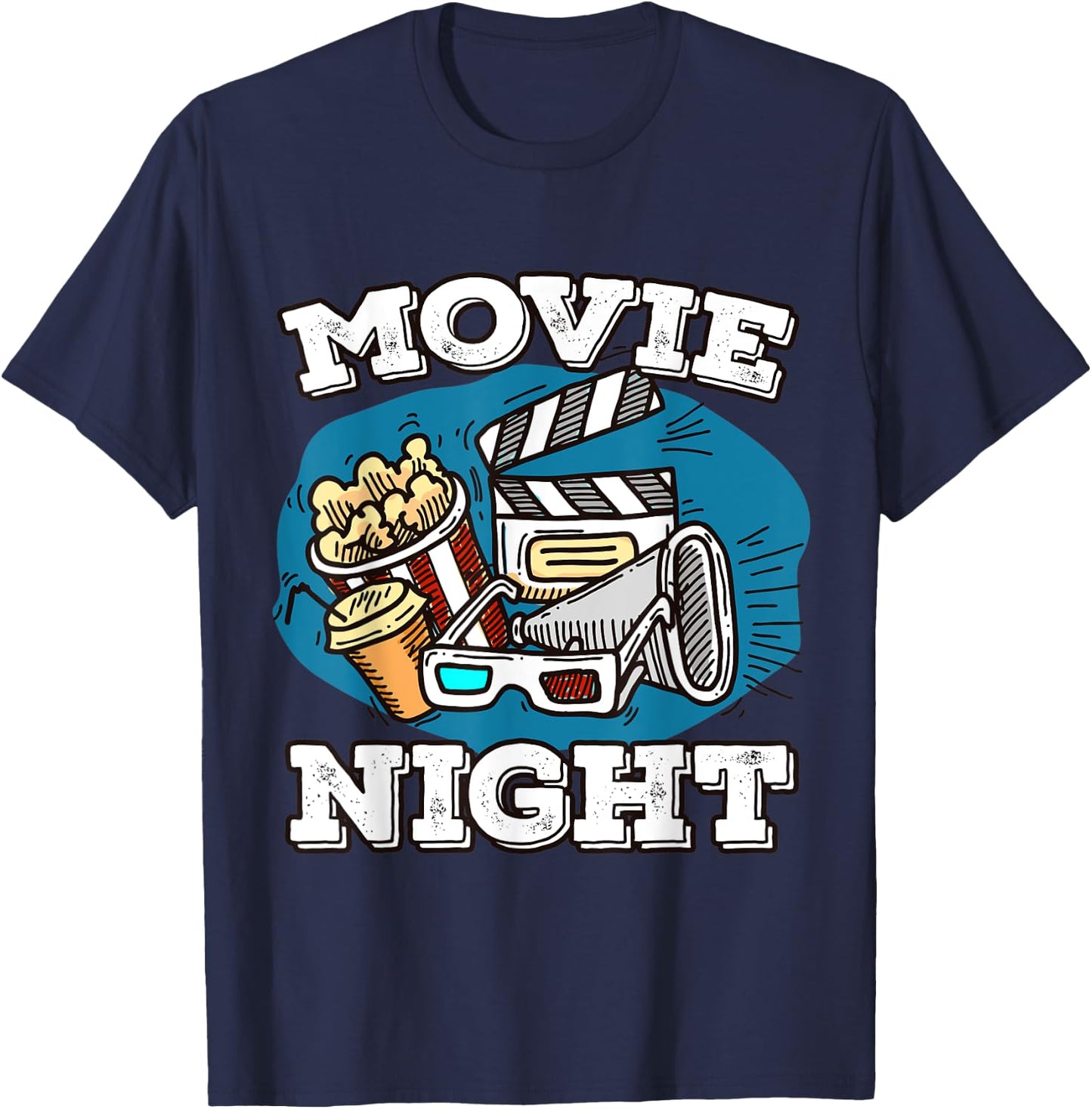 Retro Family Movie Night Party - Movie Birthday Cinema T-Shirt - T-Shirt | Navy