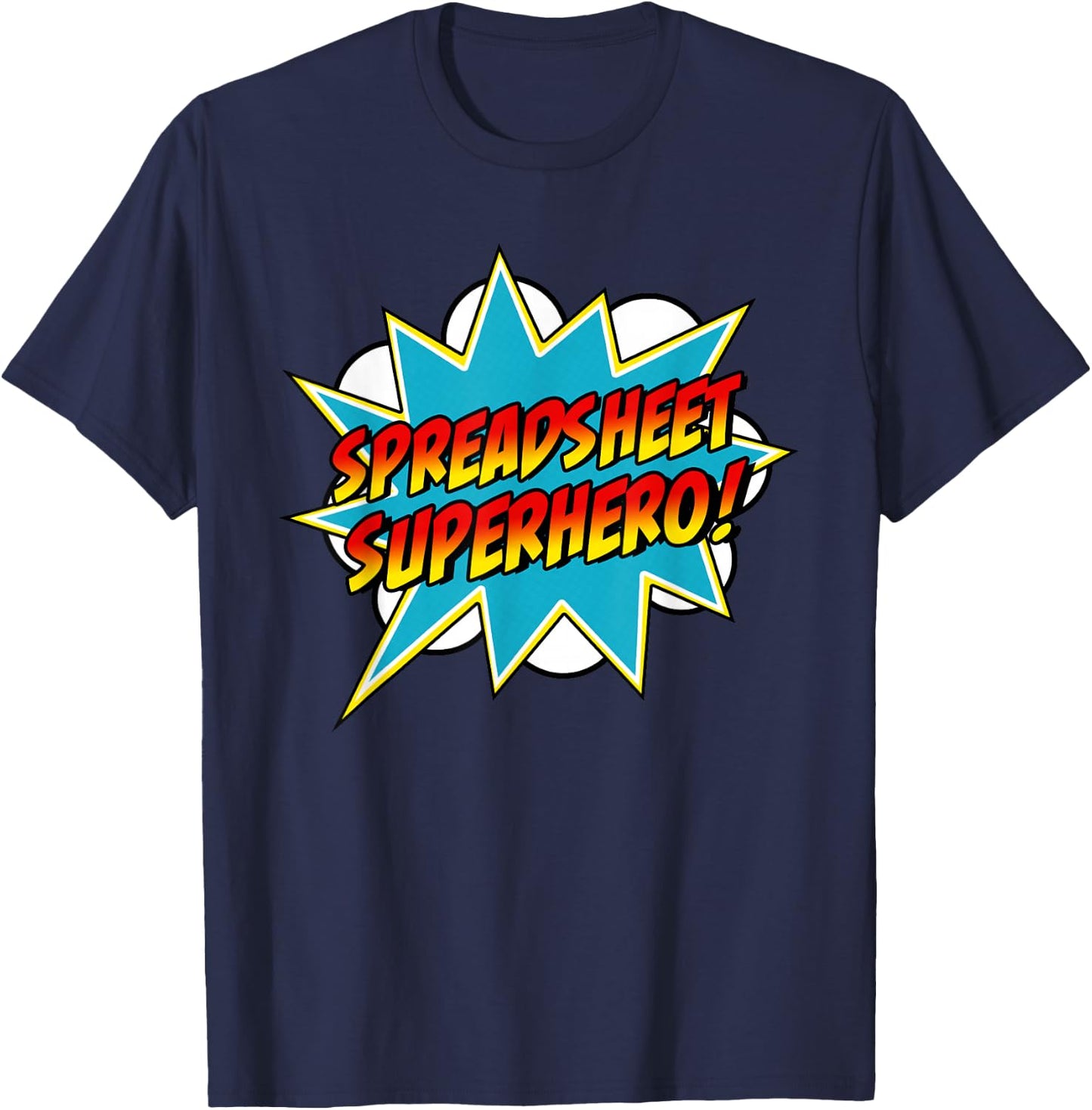 Spreadsheet Superhero | Retro Comic Accountant T-Shirt - T-Shirt | Navy