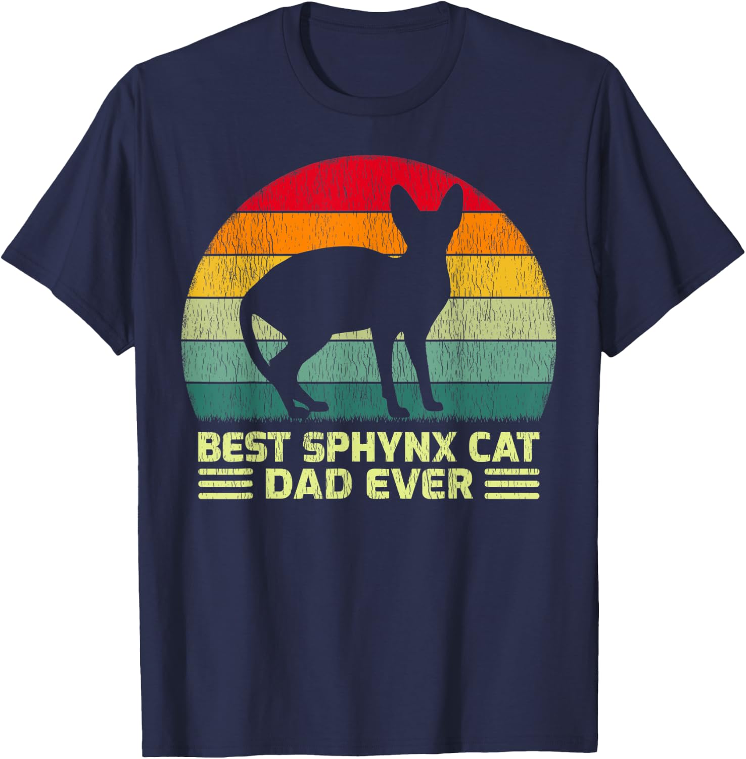 Funny Vintage Best Sphynx Cat Dad Ever Father's Day Men T-Shirt - T-Shirt | Navy