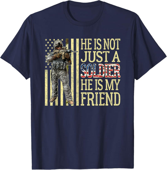 My Best Friend Is A Soldier Proud Army Friend Military Gift T-Shirt - T-Shirt | Navy