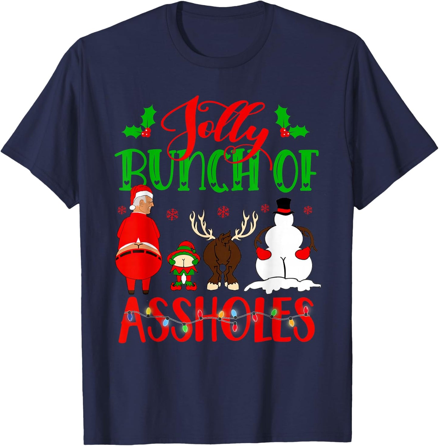 Jolly Bunch of Assholes Merry Christmas 2021 Toilet Paper T-Shirt - T-Shirt | Navy