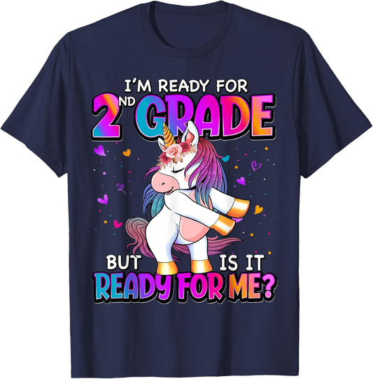 I'm Ready For 2nd Grade Shirt Back To School 2nd Grade Girls T-Shirt - T-Shirt | Navy