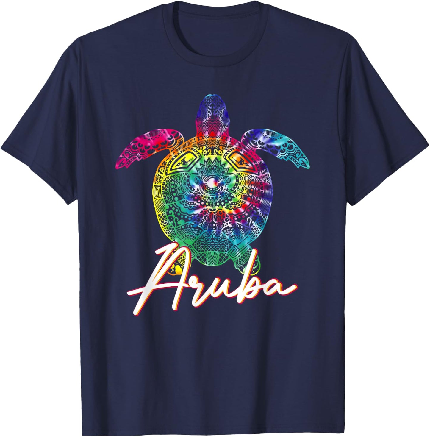 Aruba Tie Dye Sea Turtle Matching Family Vacation T-Shirt - T-Shirt | Navy