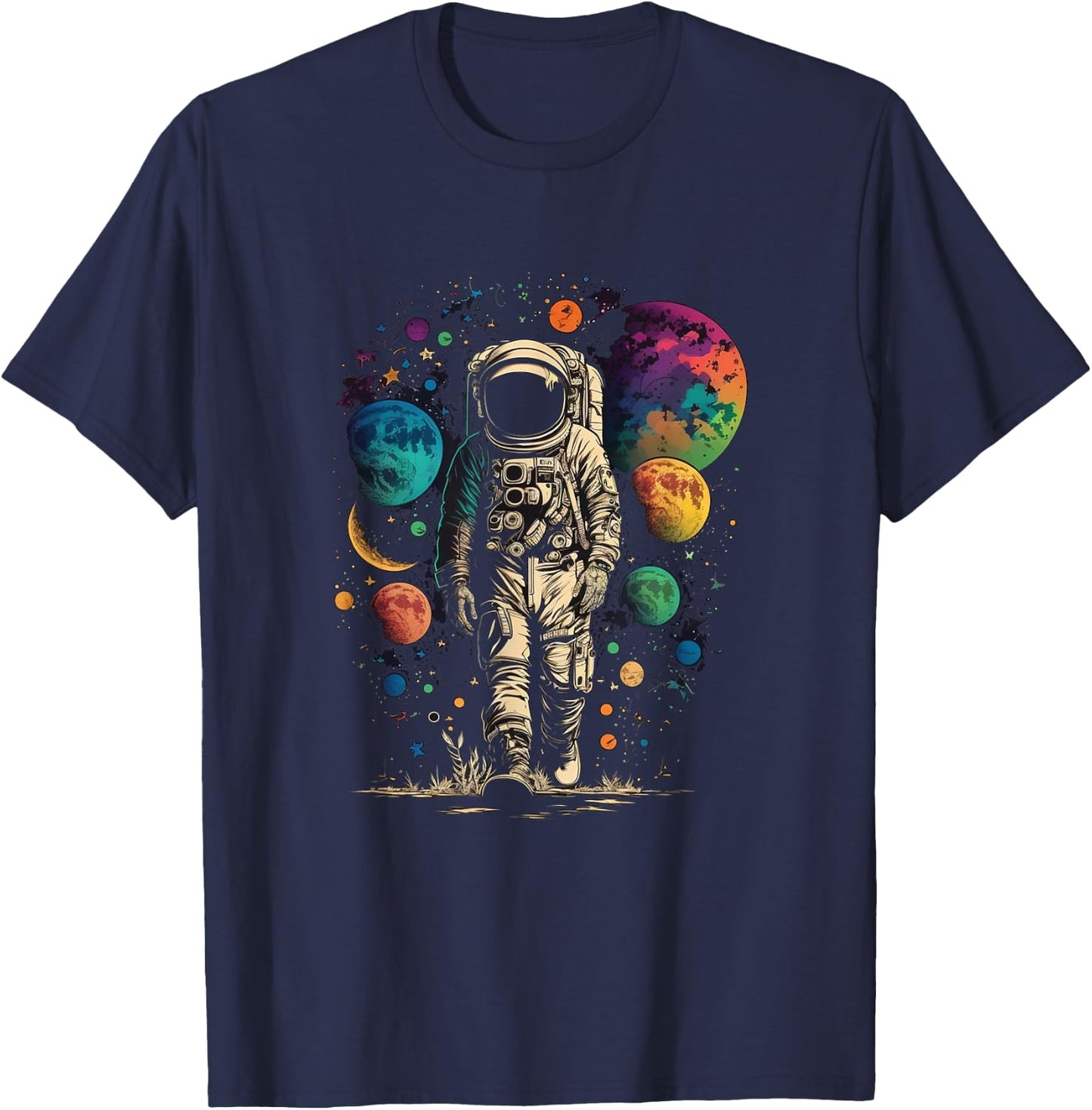 Astronaut Spaceman Universe Planets Galaxy T-Shirt - T-Shirt | Navy