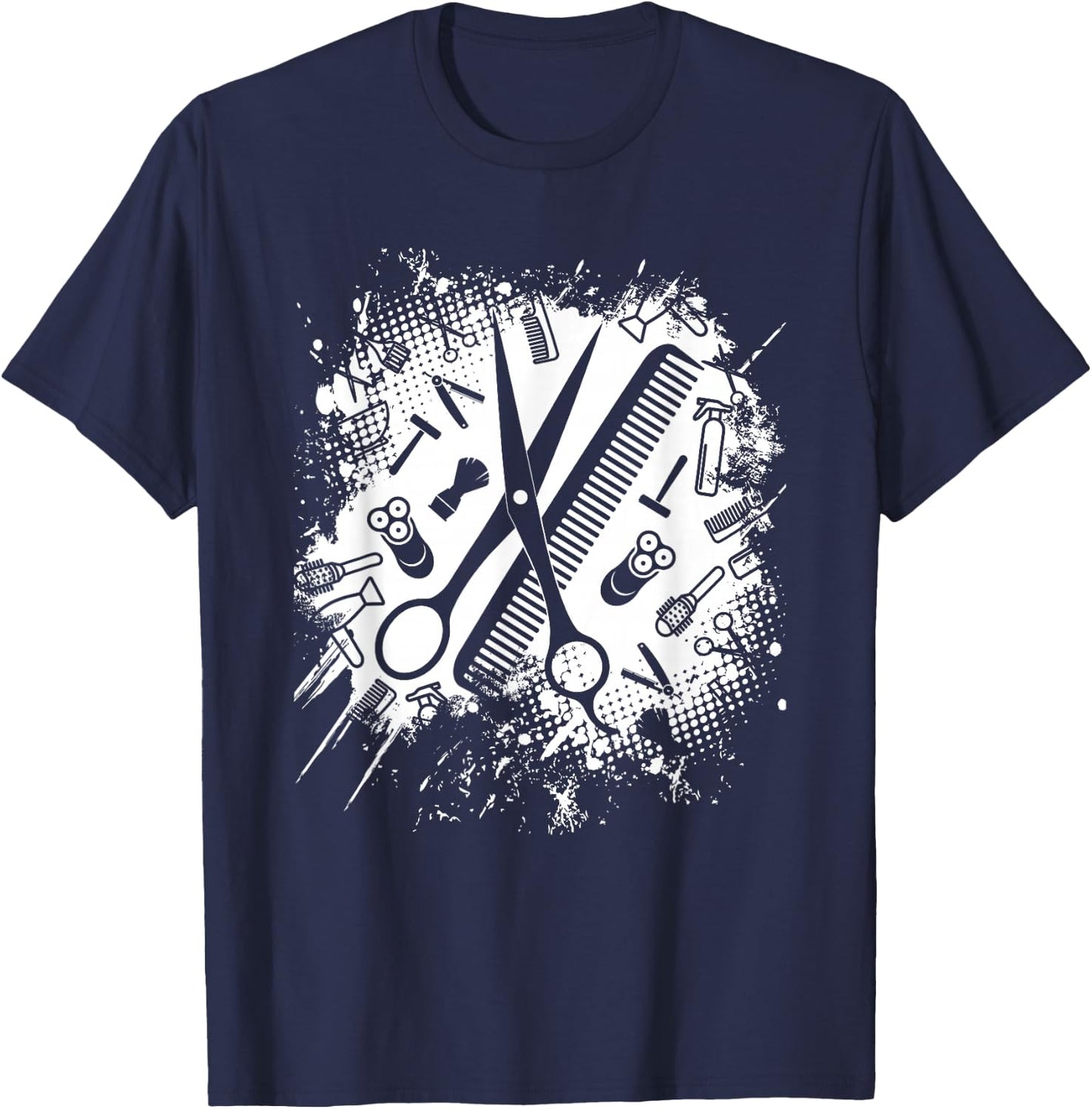 Vintage Hairdresser Hairstylist Barber Men Boys T-Shirt - T-Shirt | Navy