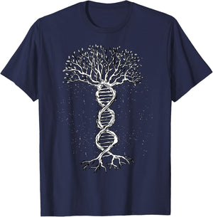 DNA Tree Life Genetics Biologist Science Earth Day T-Shirt - T-Shirt | Navy