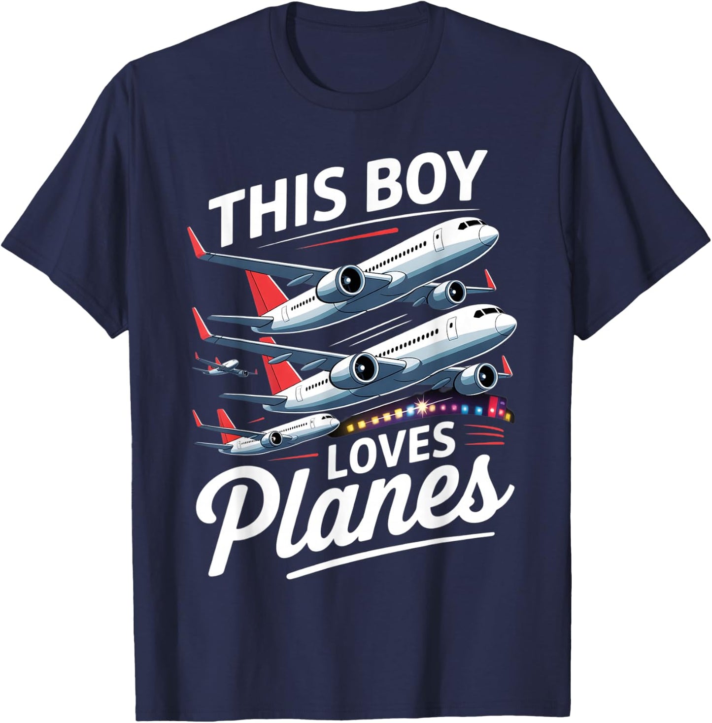 Plane Airplane Pilot Kids Boys Toddler Model Plane Lover T-Shirt - T-Shirt | Navy