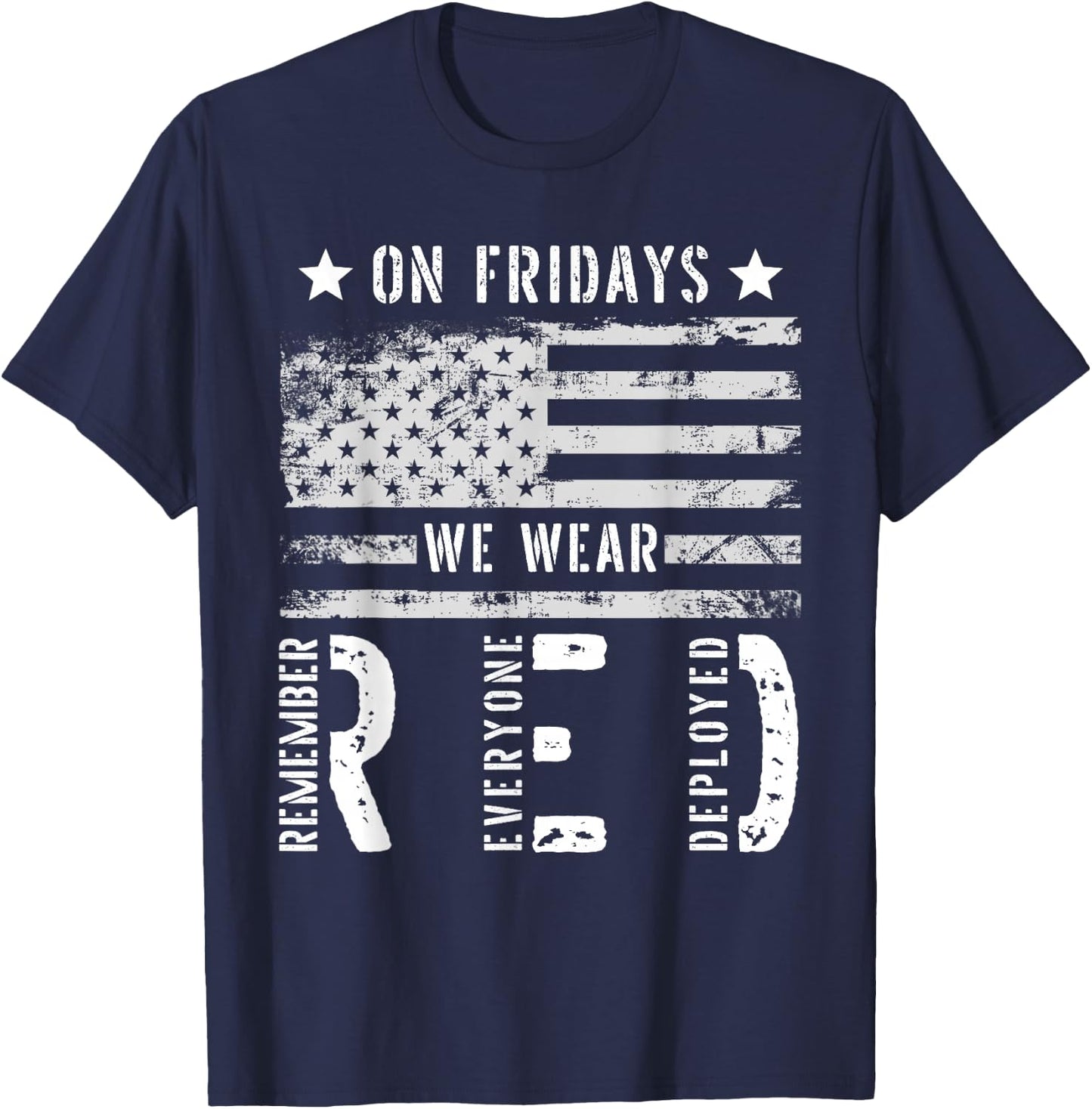 On Friday We Wear Red American Flag Military Supportive T-Shirt - T-Shirt | Navy