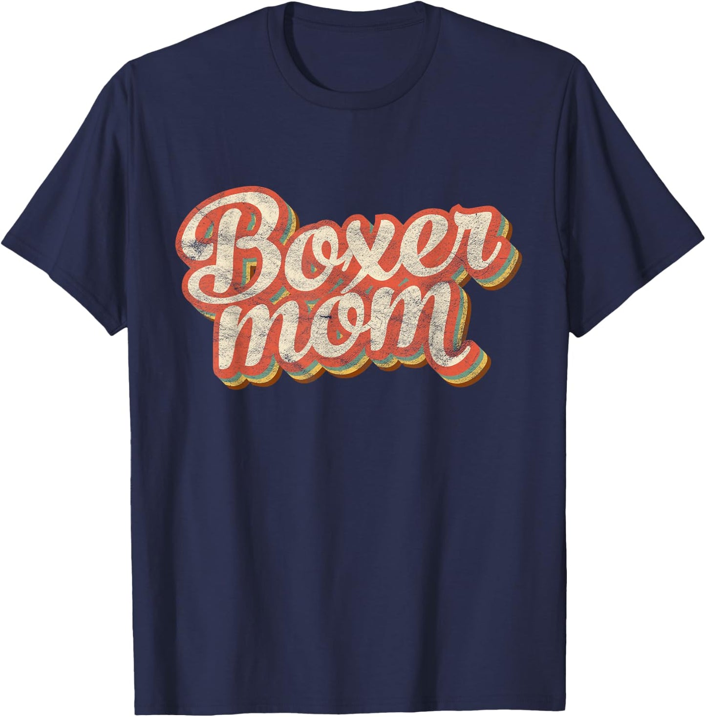Vintage Boxer Mom Dog Lover Pet Boxer Mama T-Shirt - T-Shirt | Navy