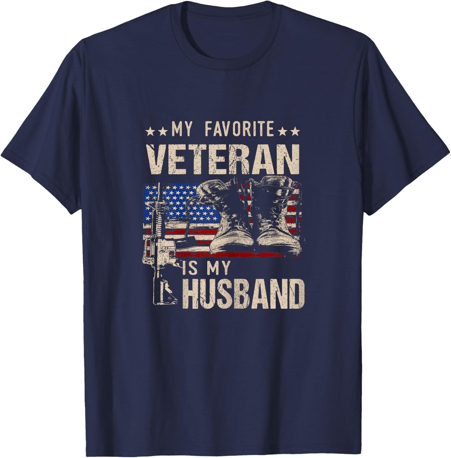 Veterans Wives Shirts My Favorite Veteran is My Husband T-Shirt - T-Shirt | Navy