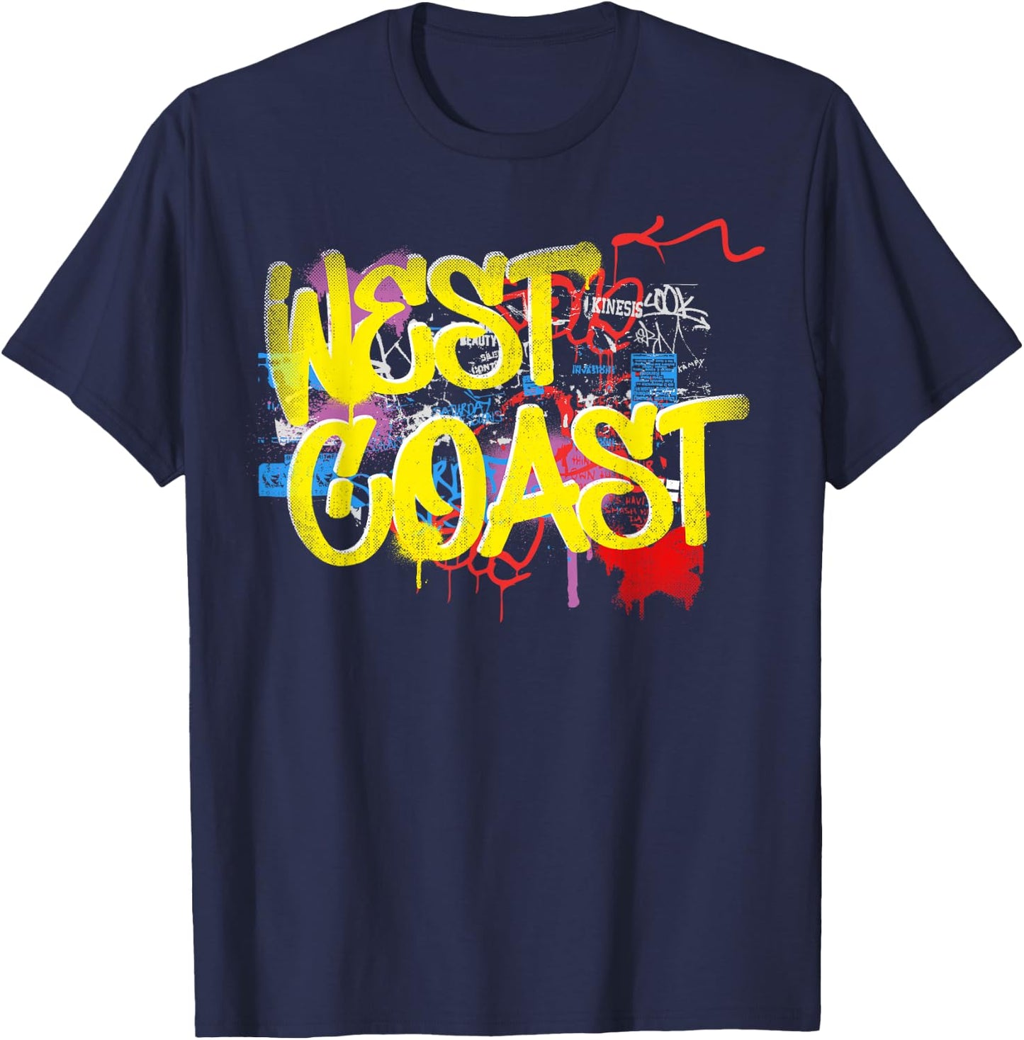 Fresh West Coast 80s 90s Hip Hop Rap Old School Graffiti T-Shirt - T-Shirt | Navy