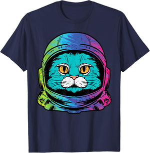 Cat Astronaut Cool Space Kitty Universe Men Boys Kids Women T-Shirt - T-Shirt | Navy