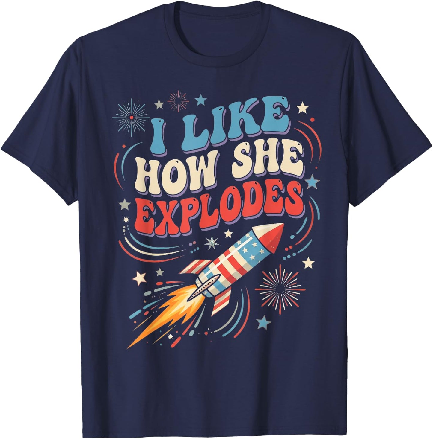 4th of July I Like How She Explodes Funny Couple Match Men T-Shirt - T-Shirt | Navy