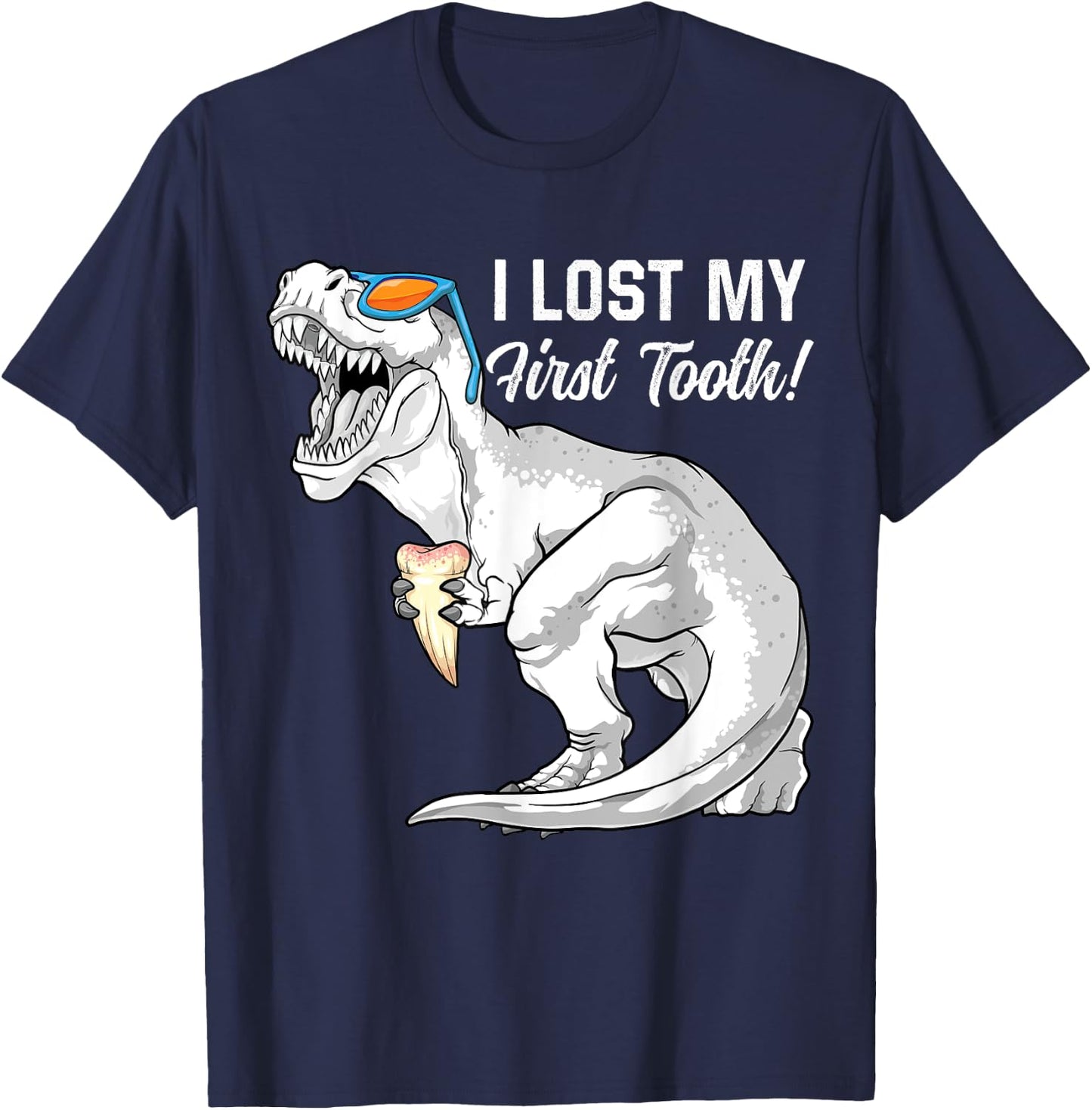I Lost My First Tooth Dinosaur Baby Teeth Out Fairy T Rex T-Shirt - T-Shirt | Navy