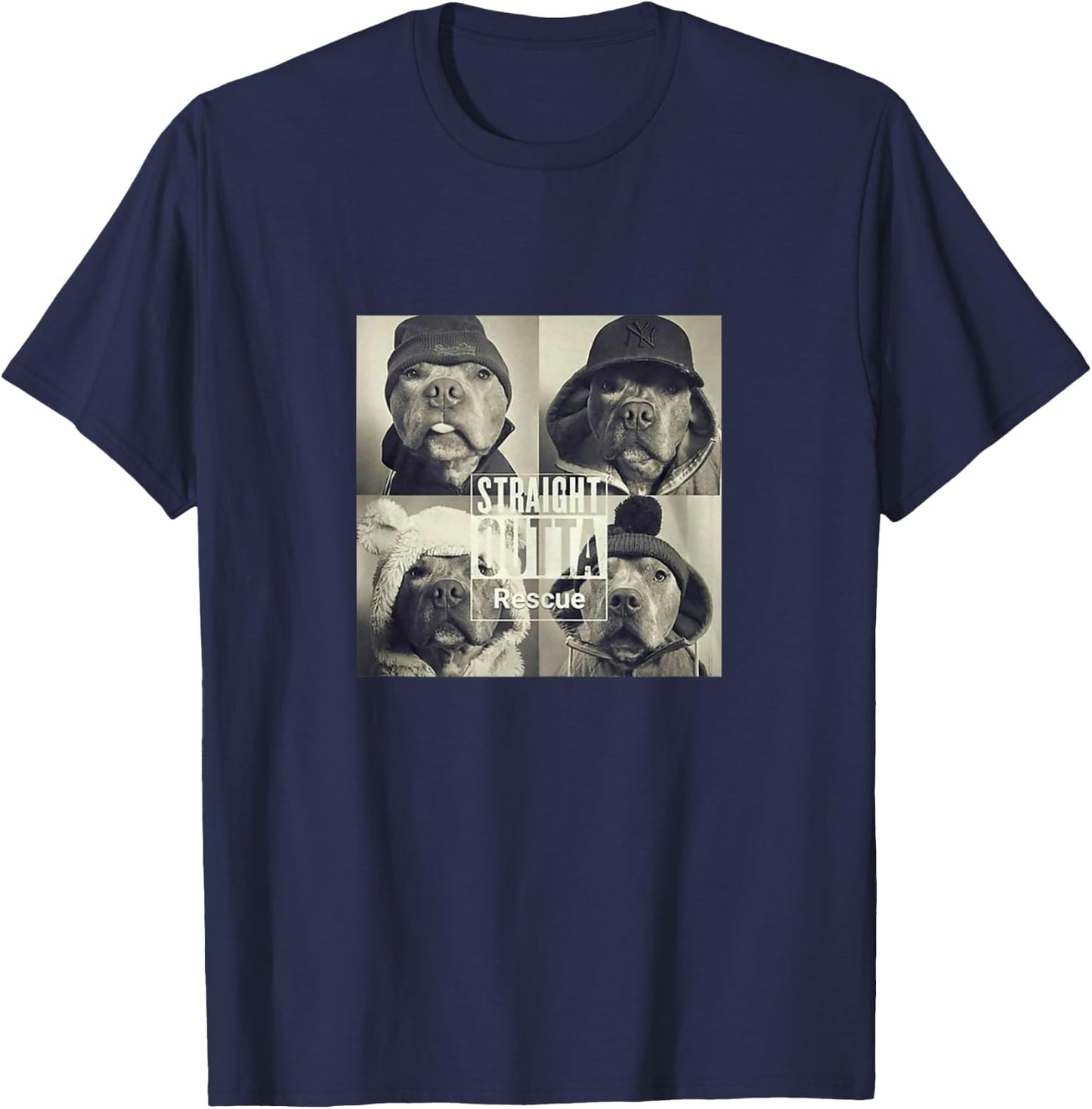 Straight Outta Rescue Pitbull T-Shirt - T-Shirt | Navy