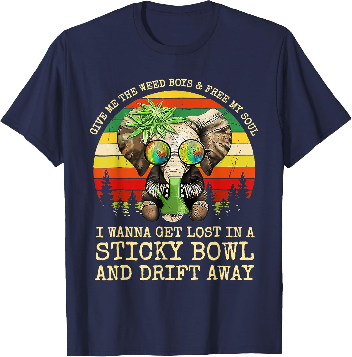 Cool Elephant Smoking Weed Bong Marijuana Cannabis Stoner T-Shirt - T-Shirt | Navy