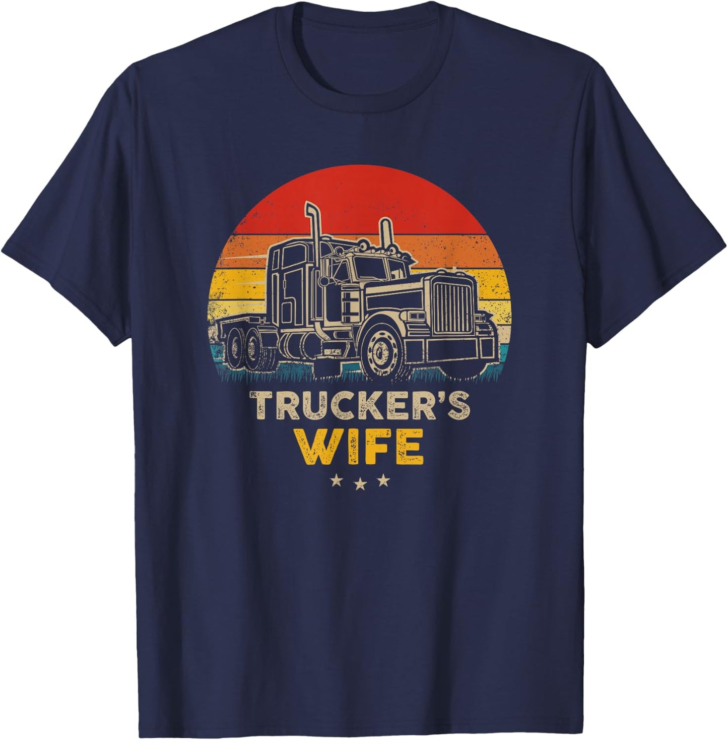 Trucker's Wife - Vintage Trucker Retro Style T-Shirt - T-Shirt | Navy