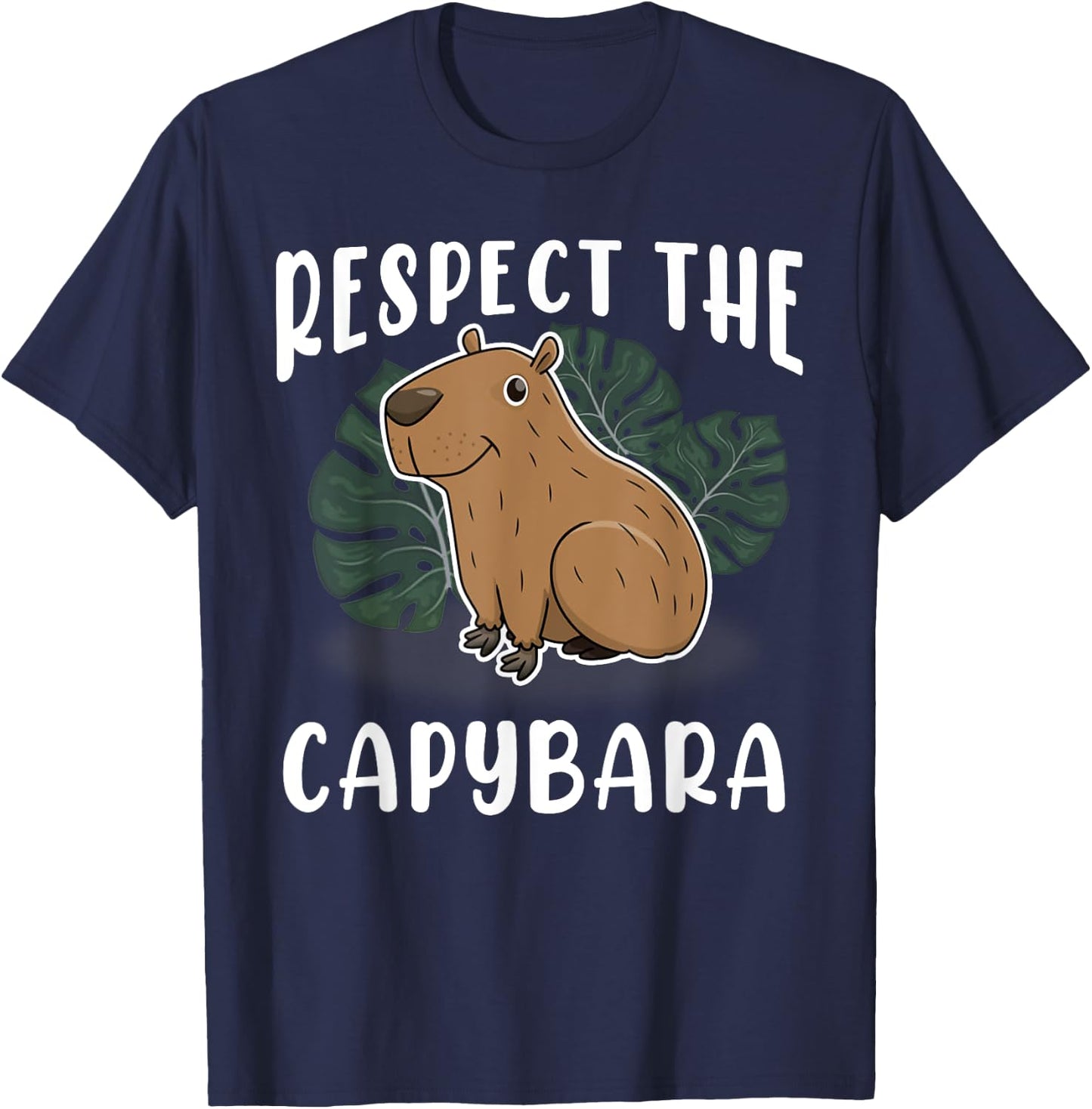 Vintage Retro Style Animal Respect The Capybara T-Shirt - T-Shirt | Navy