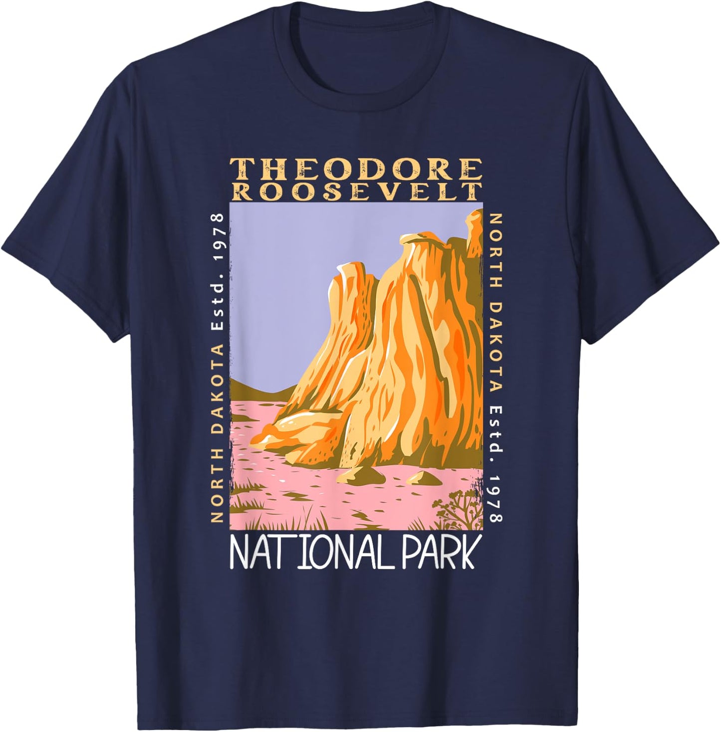 Theodore Roosevelt National Park Distressed Vintage T-Shirt - T-Shirt | Navy