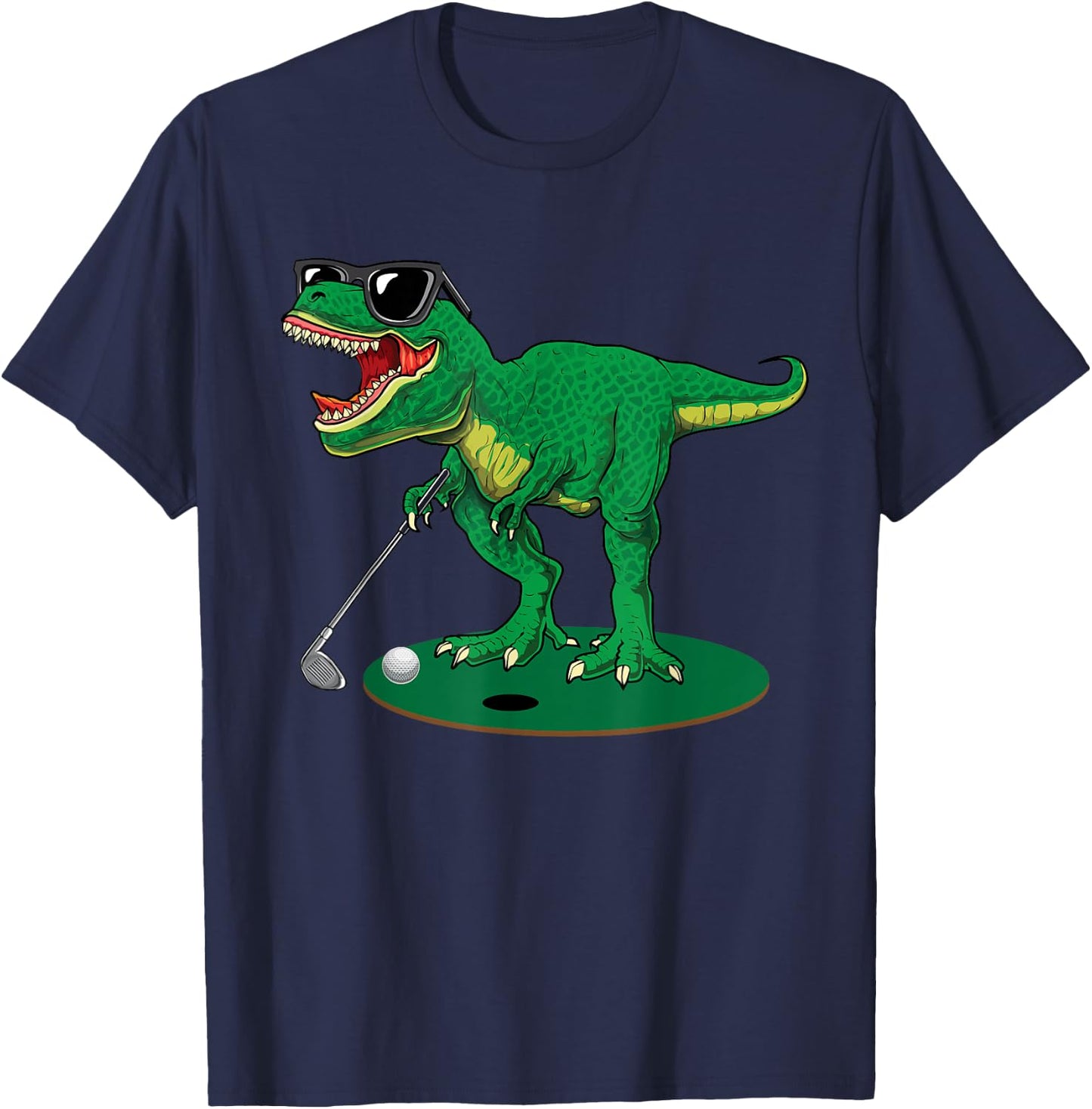 Cute T Rex Dinosaur Boys Golfing Lover Trex Dino Golf Gifts T-Shirt - T-Shirt | Navy