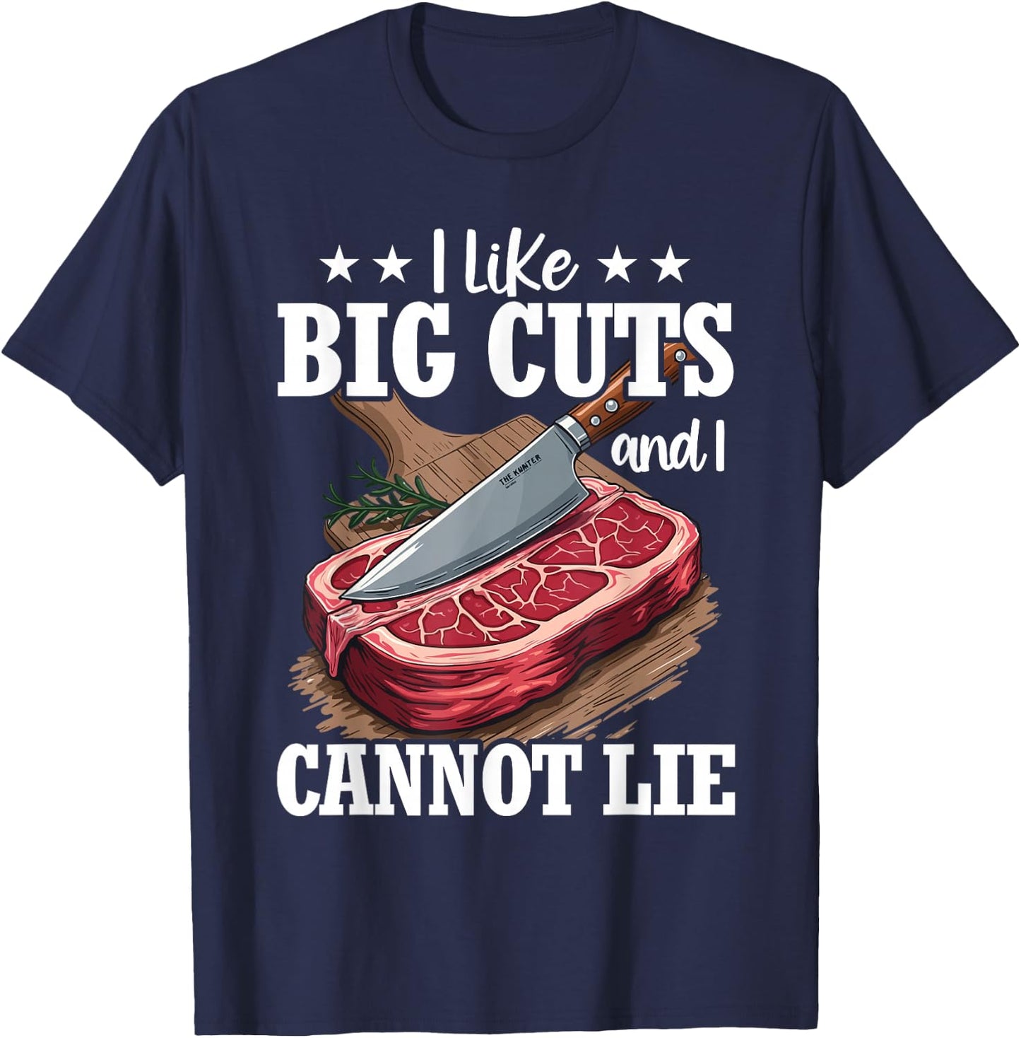 Funny Butcher Slaughter Meat Cutter Design Meat Lover Bbq T-Shirt - T-Shirt | Navy