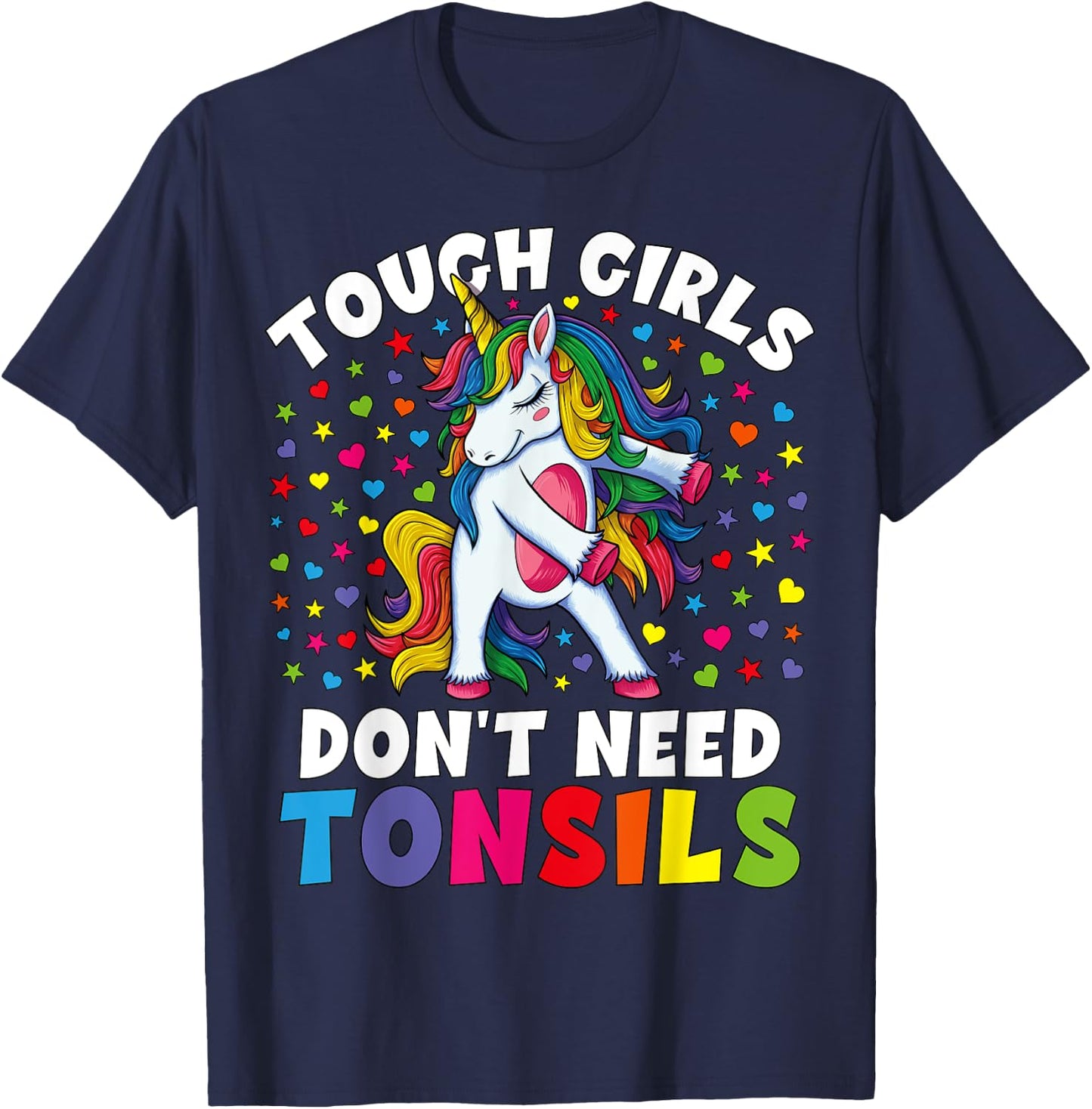 Tonsil Surgery Recovery Gift Girls Unicorn Tonsil Removal T-Shirt - T-Shirt | Navy