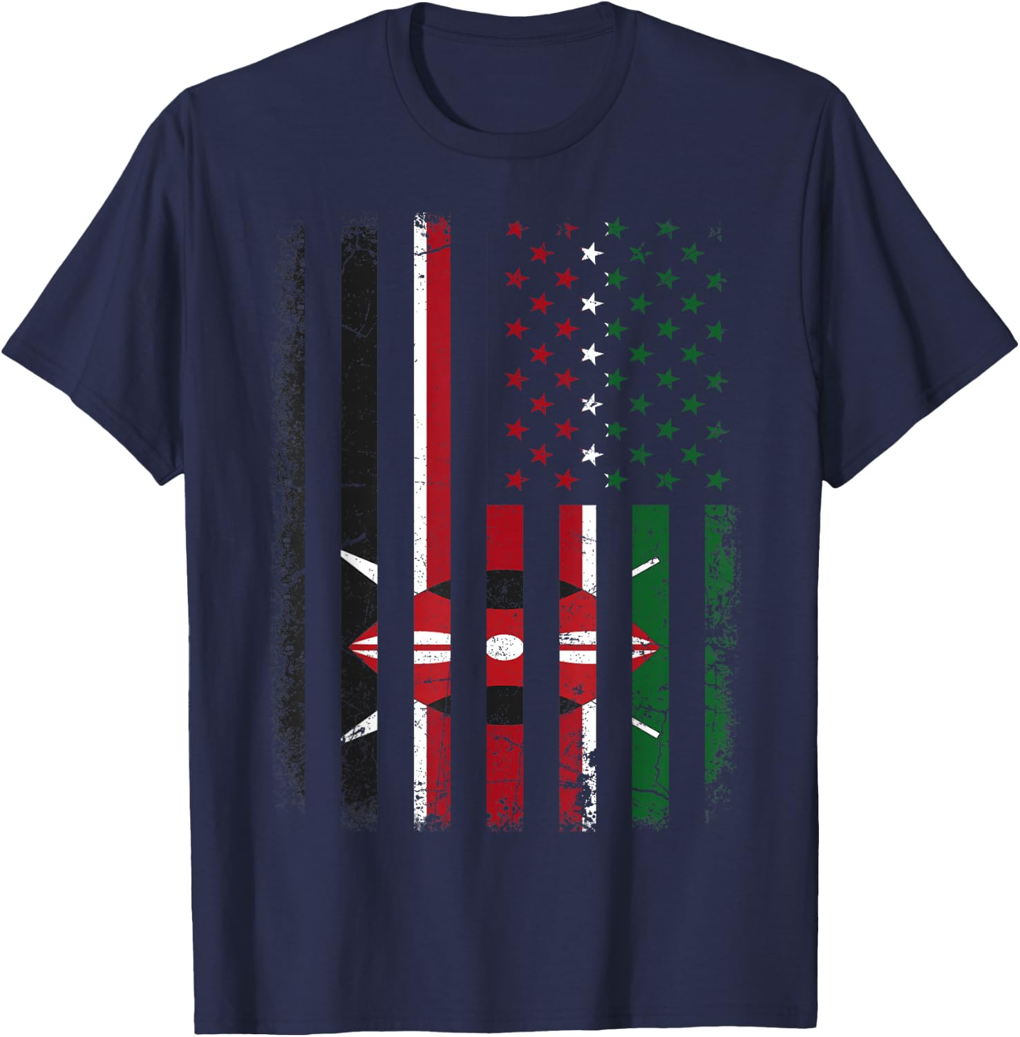 Kenyan American Flag Kenyan Roots Kenya America T-Shirt - T-Shirt | Navy