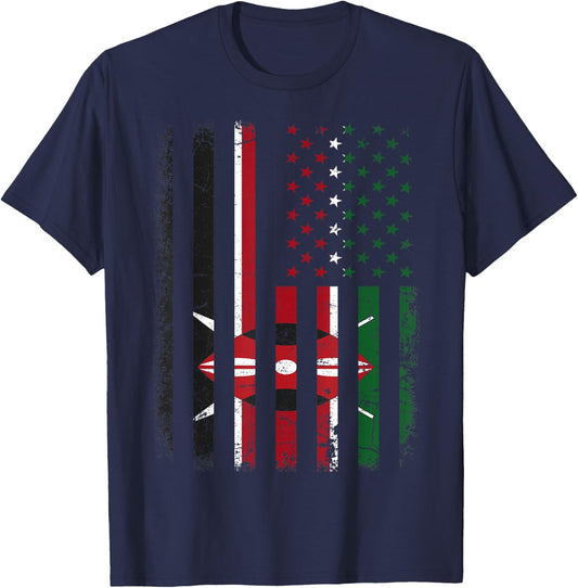Kenyan American Flag Kenyan Roots Kenya America T-Shirt - T-Shirt | Navy