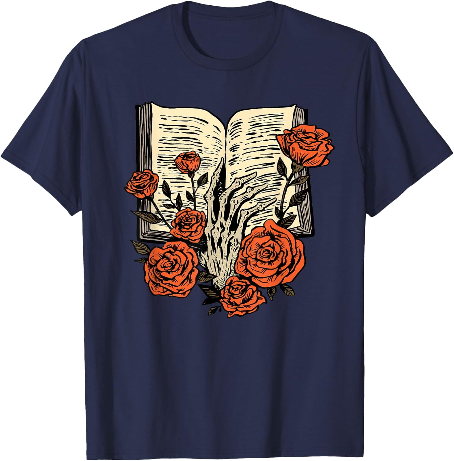 Books make me happy you not so much Funny Book Nerd Skeleton T-Shirt - T-Shirt | Navy