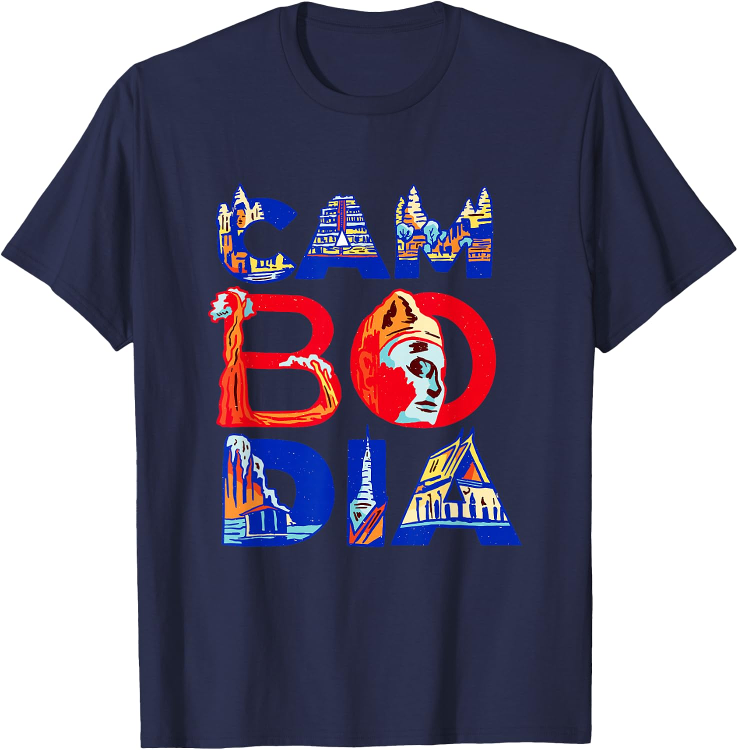 Cambodia Proud Tourist Cambodian Pride Kampuchean Roots T-Shirt - T-Shirt | Navy