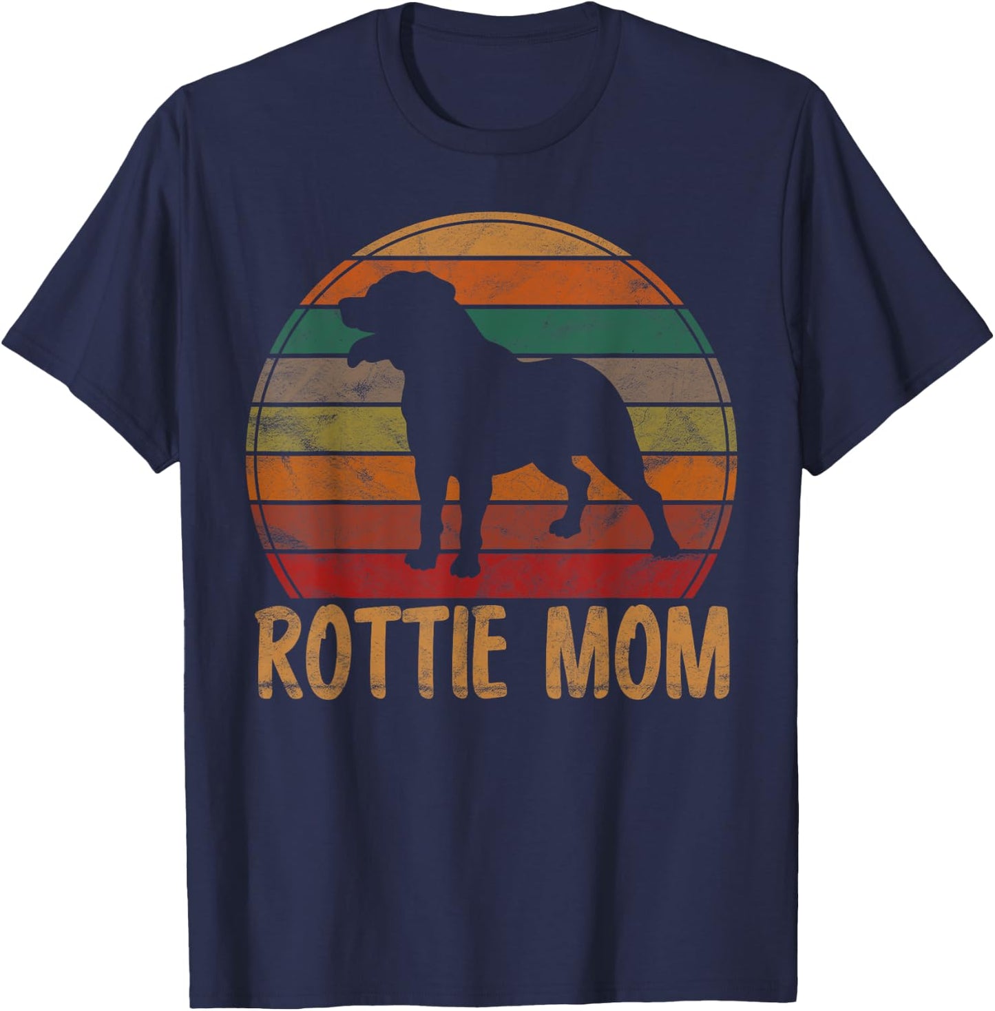Retro Rottweiler Mom Gift Rott Dog Mother Pet Rottie Mama T-Shirt - T-Shirt | Navy