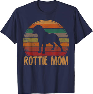 Retro Rottweiler Mom Gift Rott Dog Mother Pet Rottie Mama T-Shirt - T-Shirt | Navy