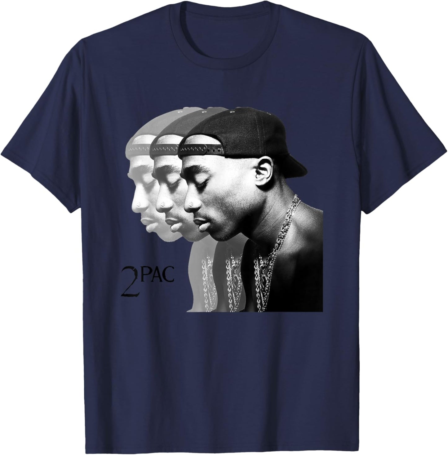 TUPAC SHAKUR Repeat , -Adults, Blue, Small, Short Sleeve, Cotton Blend, Machine Wash T-Shirt - T-Shirt | Navy