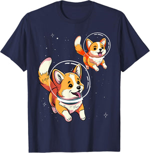 Astronaut Dog Space Galaxy Funny, Cute Design T-Shirt - T-Shirt | Navy