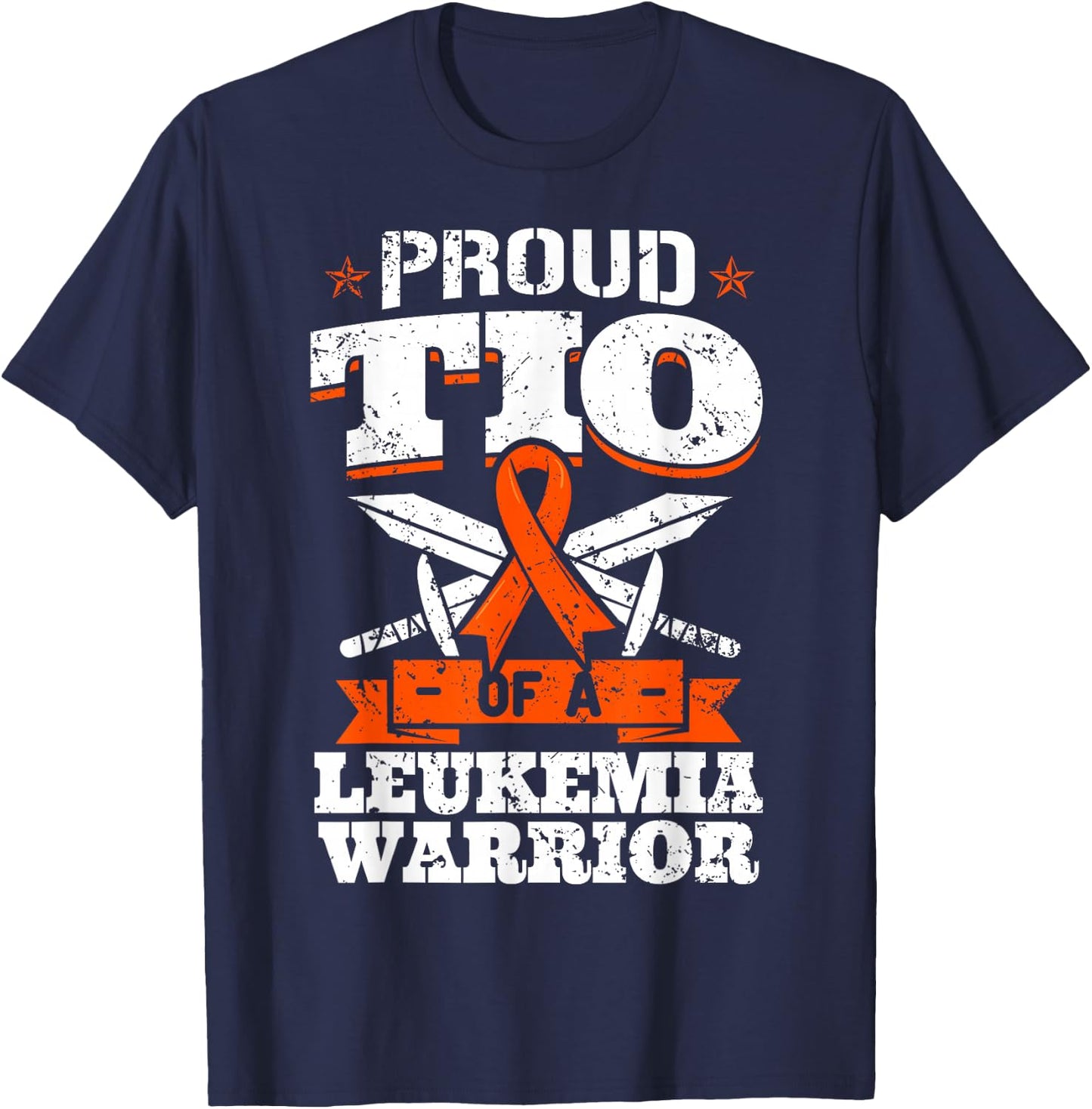 Proud Tio Of A Leukemia Warrior Uncle Awareness Blood Cancer T-Shirt - T-Shirt | Navy