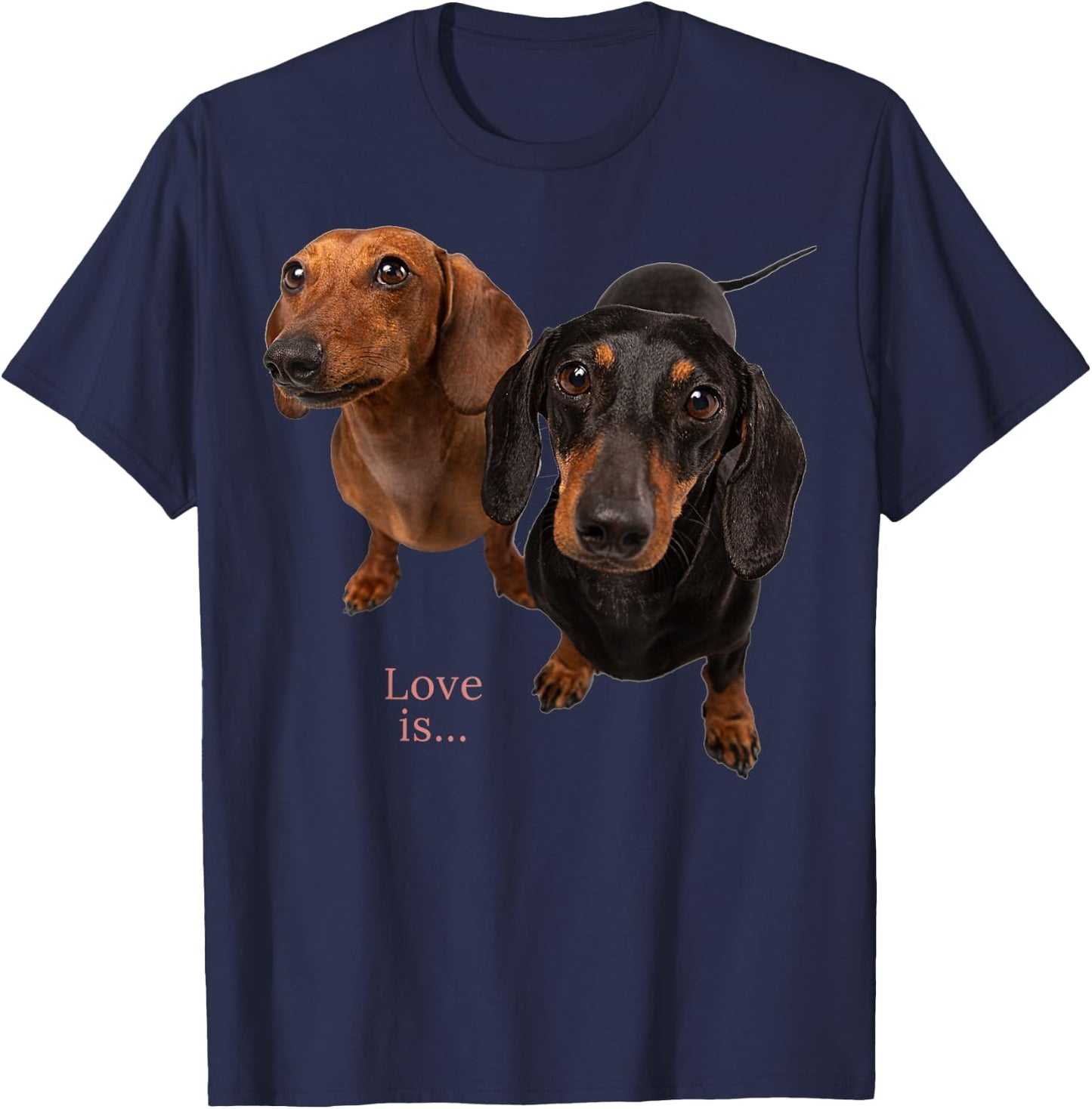 Dachshund Shirt Doxie Mom Dad Love Wiener Dog Puppy Cute T-Shirt - T-Shirt | Navy