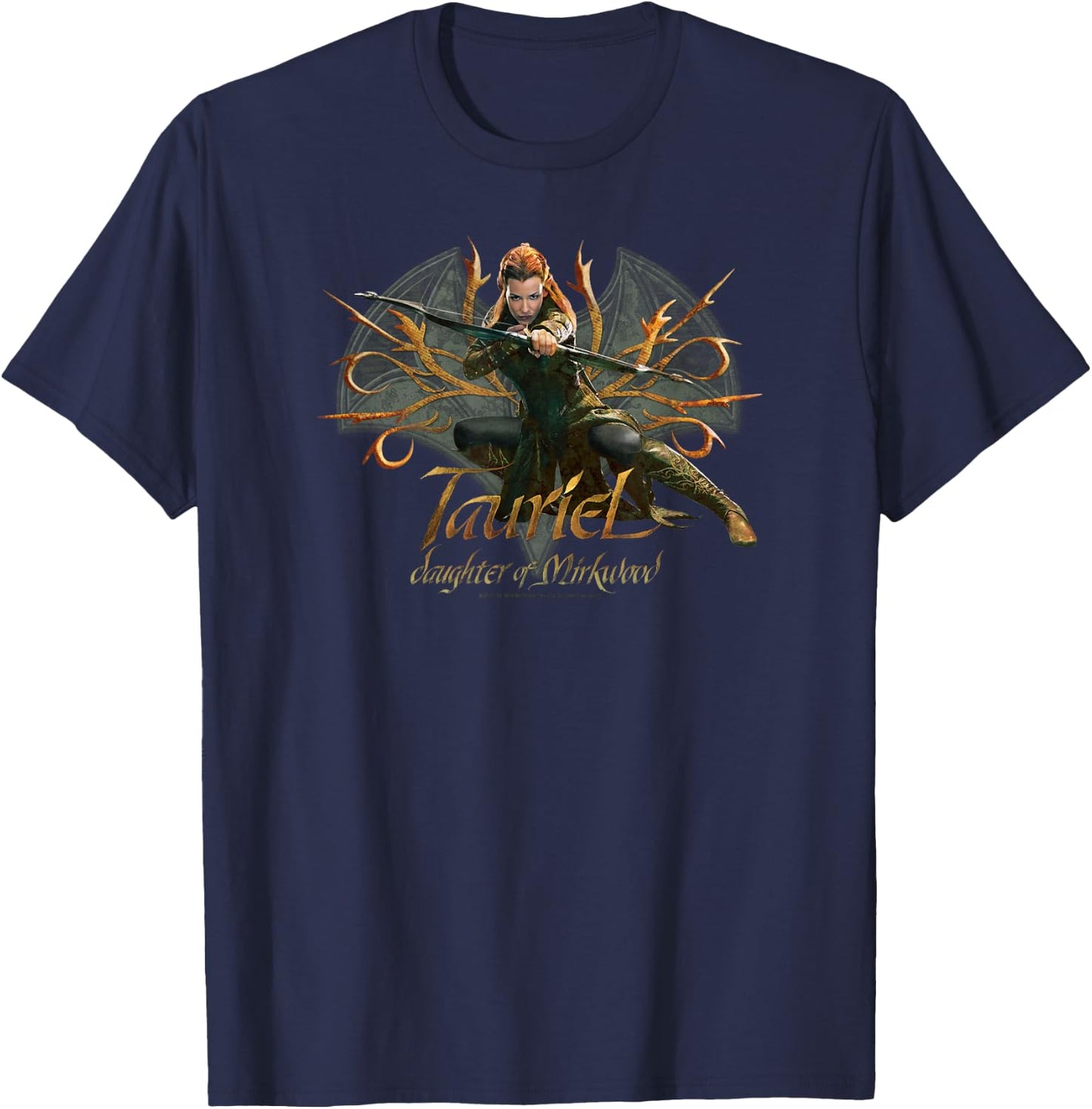 Warner Bros. Hobbit Tauriel -Adults & Kids Green Cotton Blend T-Shirt - T-Shirt | Navy
