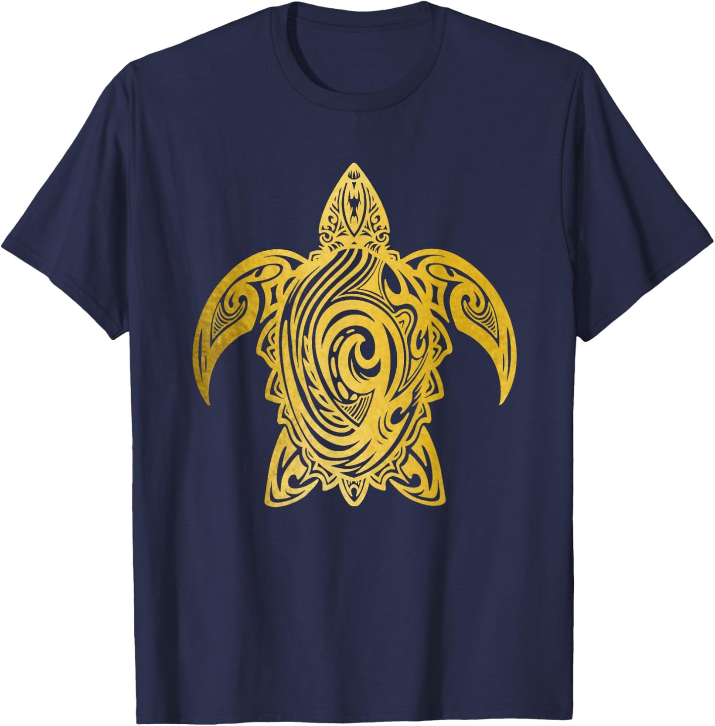 Turtle Tribal Pattern Diving Sea Turtle T-Shirt - T-Shirt | Navy