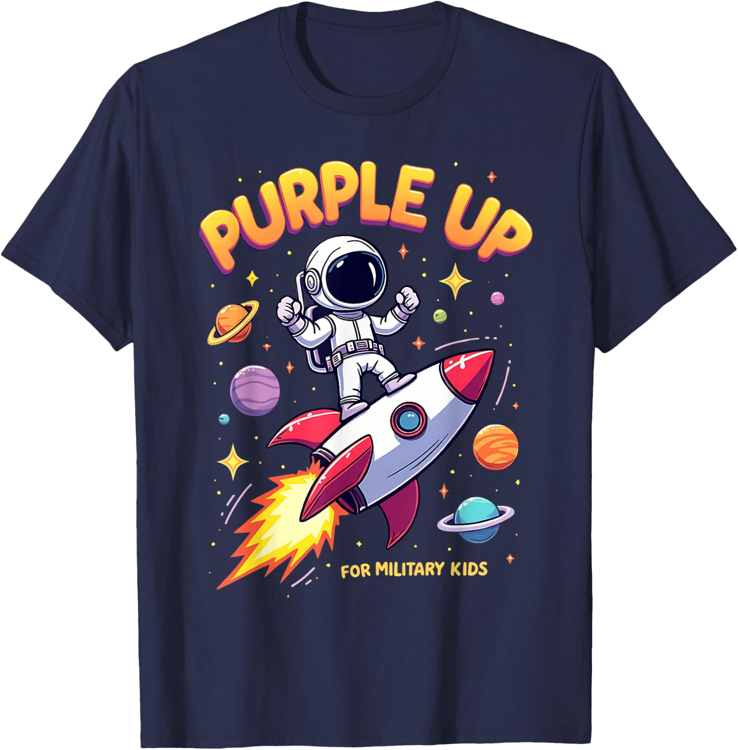 Purple Up For Space Astronaut Military Kids Military Child T-Shirt - T-Shirt | Navy