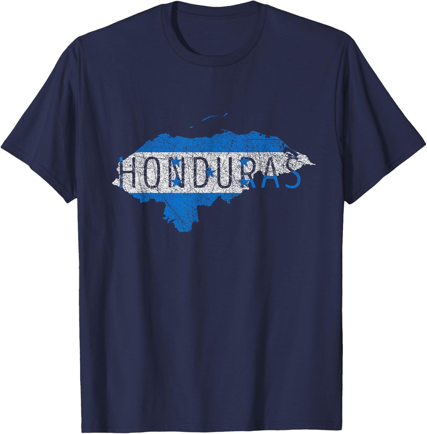 Honduran Map and Flag Souvenir - Distressed Honduras T-Shirt - T-Shirt | Navy
