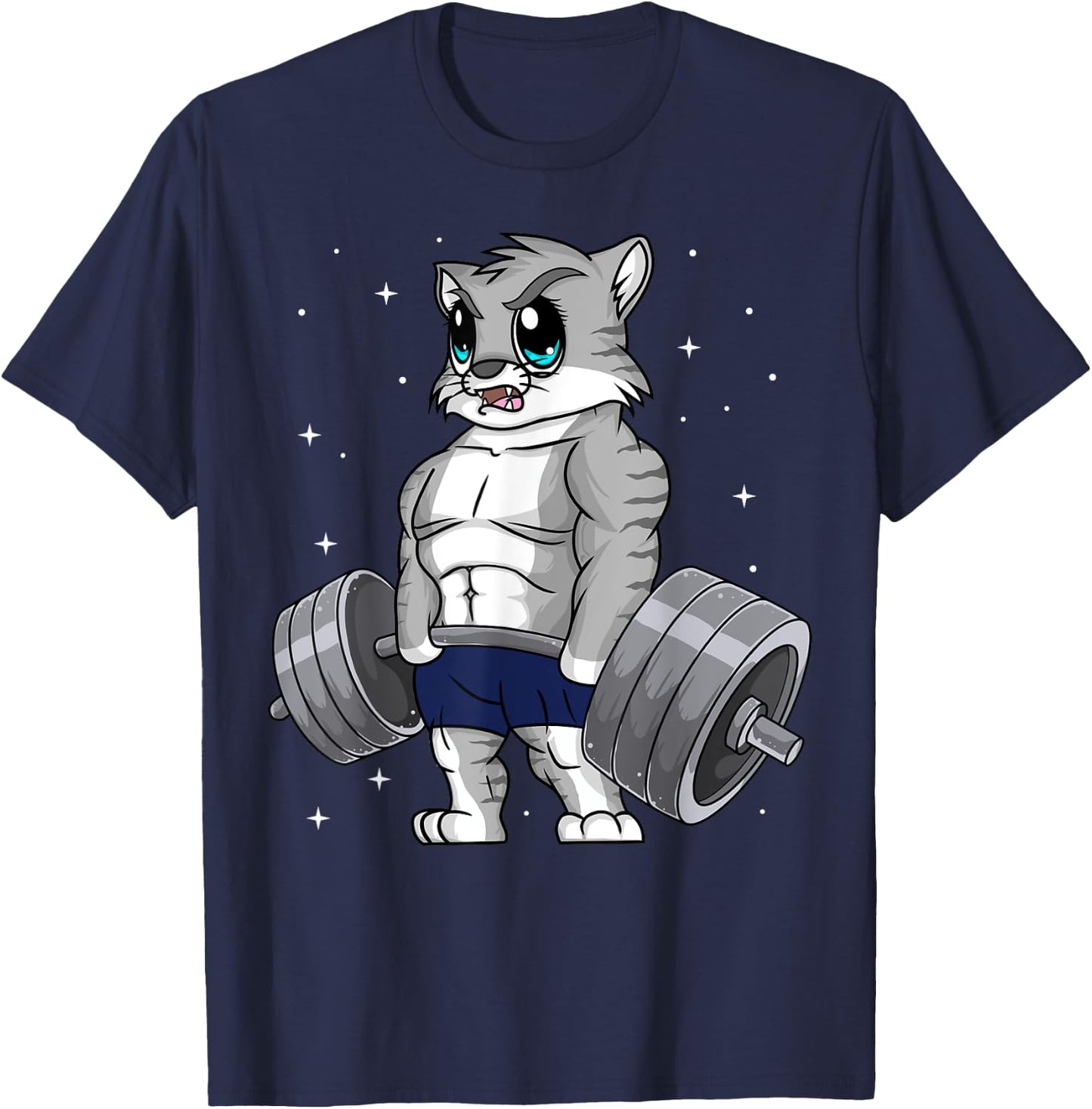 Cat Weightlifting Fitness Workout Women Men T-Shirt - T-Shirt | Navy