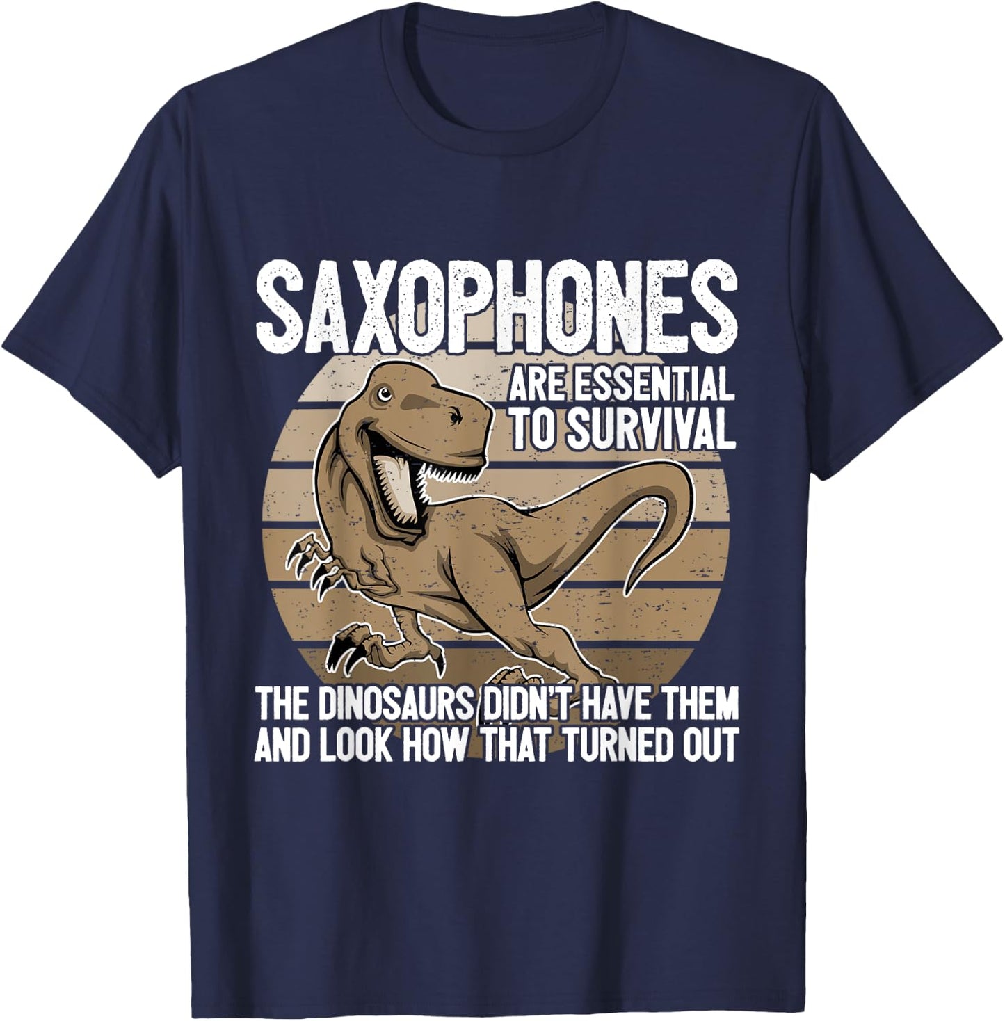 Saxophonist Saxist Sax Dinosaurs Saxophone T-Shirt - T-Shirt | Navy