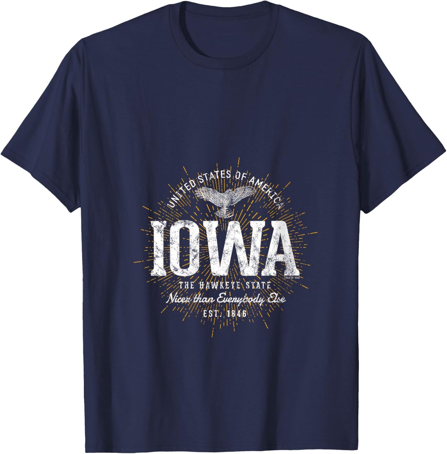 Vintage State of Iowa Retro V-Neck T-Shirt - T-Shirt | Navy