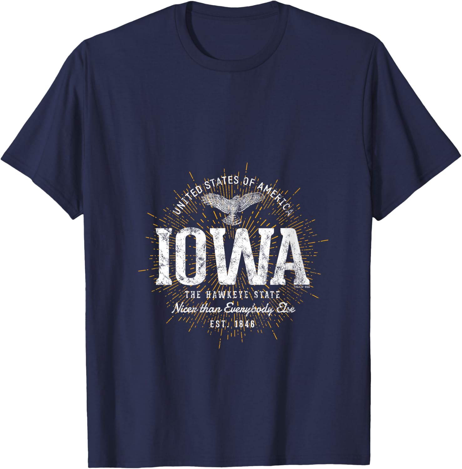 Vintage State of Iowa Retro V-Neck T-Shirt - T-Shirt | Navy